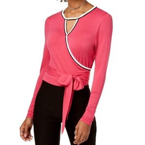 XOXO Womens Ballet Wrap Longsleeve Knit Top